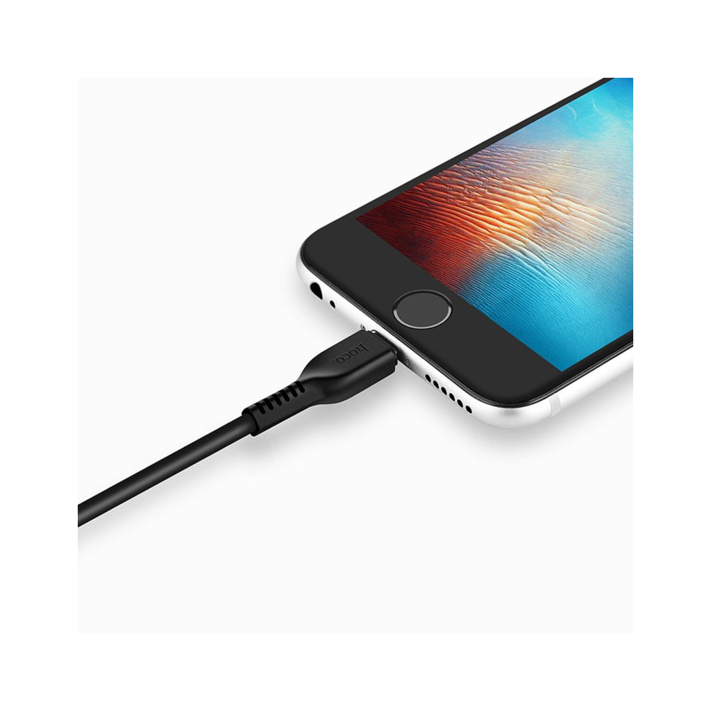 Дата кабель USB 2.0 AM to Lightning 1.0m 2.4A PVC TPE X20 black HOCO (6957531068808) - зображення 4