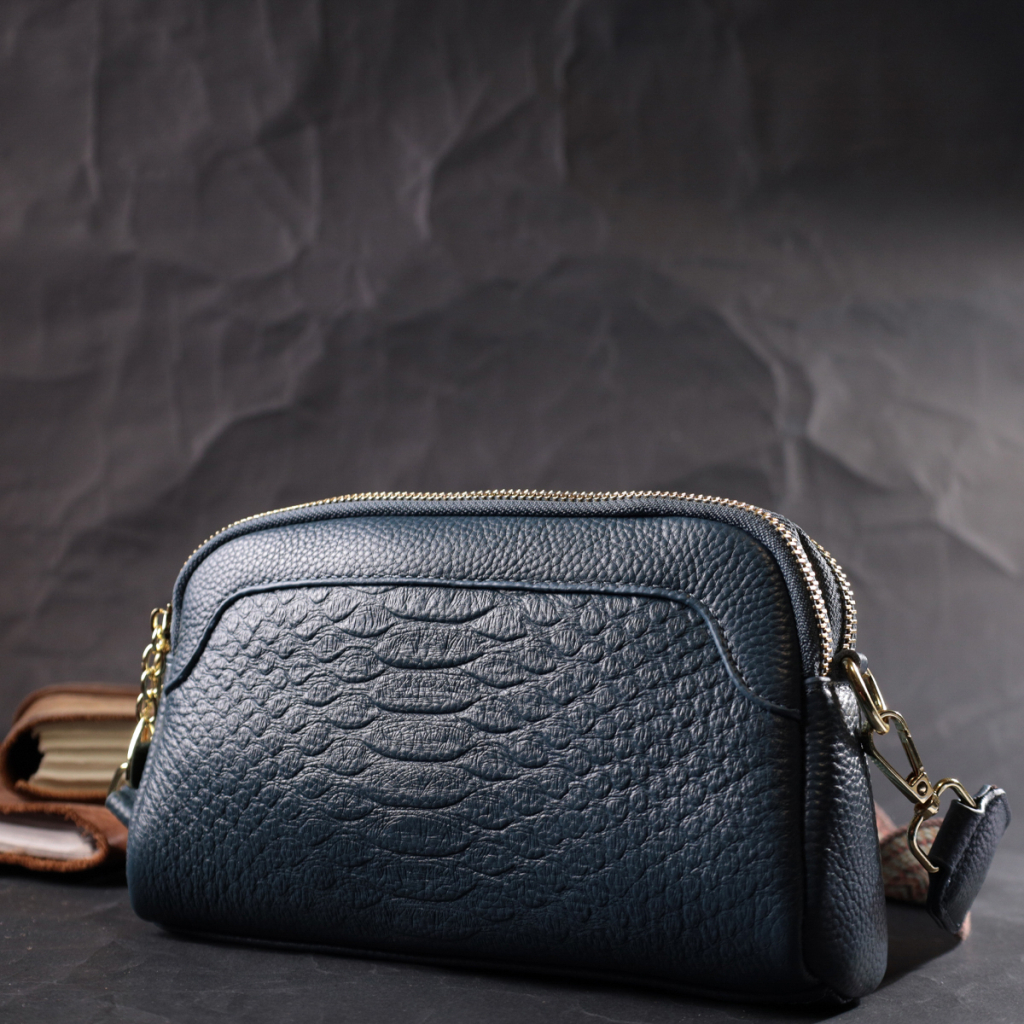 Сумка Vintage На два відділення з натуральної шкіри Синя (22355) - зображення 9