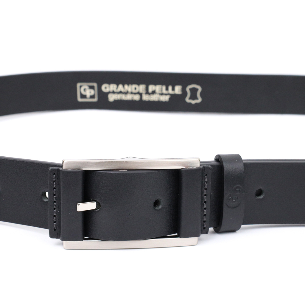 Ремінь Grande Pelle Шкіряний брючний з квадратною пряжкою Чорний (11679) - зображення 2