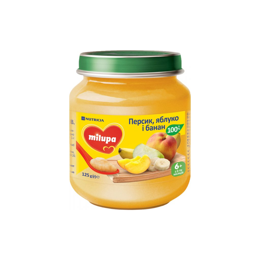 Дитяче пюре Milupa Яблуко Банан Персик 125 г (5900852051425) - зображення 1