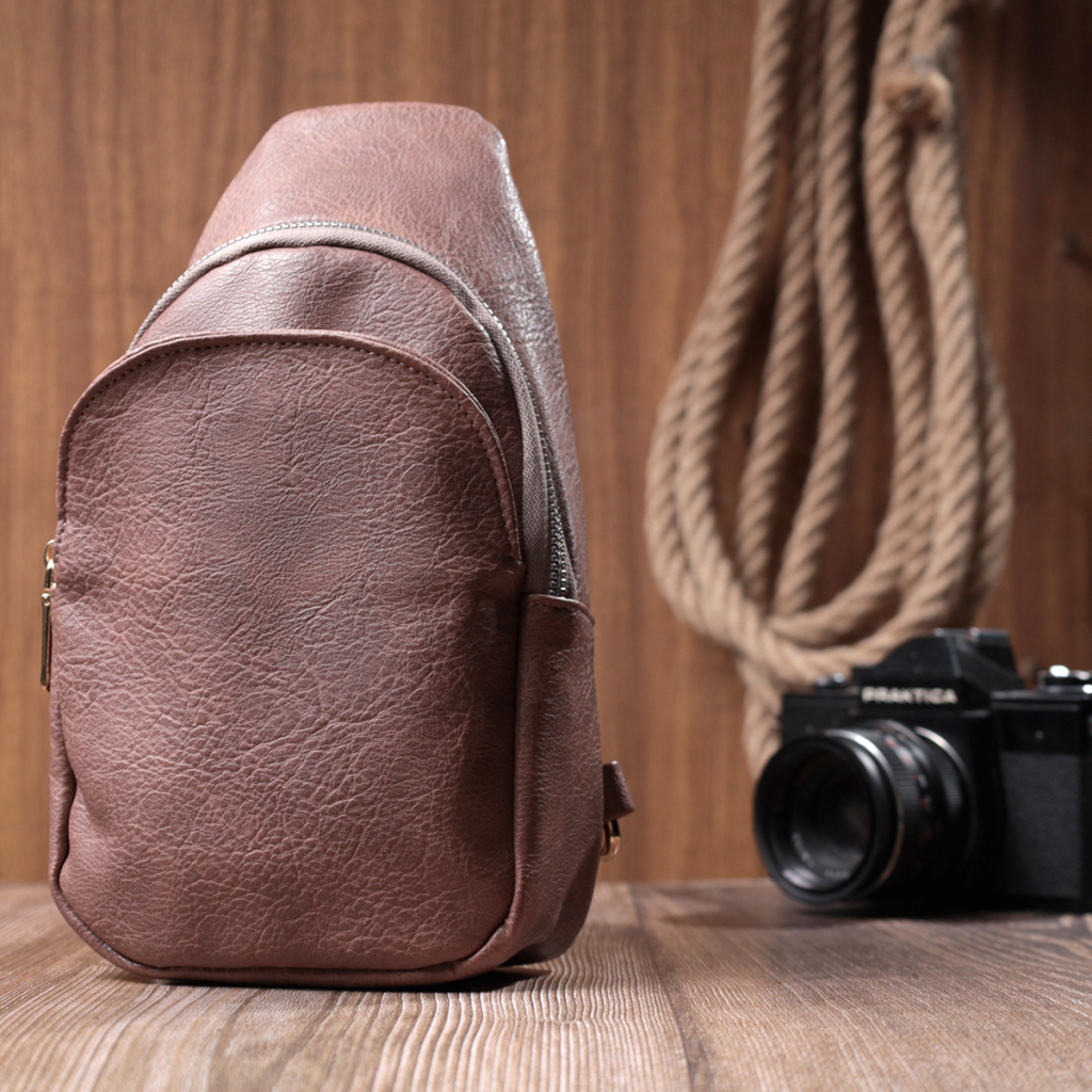 Сумка Vintage Компактна жіноча через плече з екошкіри Коричнева (22778) - зображення 8