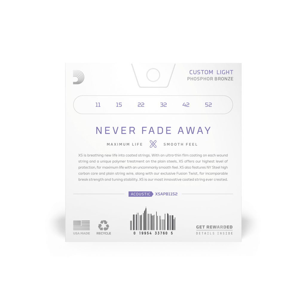 Струни для гітари D'Addario XS Phosphor Bronze Custom Light (11-52) (XSAPB1152) - зображення 3