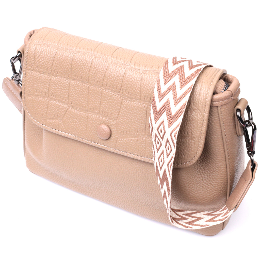 Сумка Vintage Жіноча з фактурним клапаном з натуральної шкіри Пудрова (22329) - зображення 1