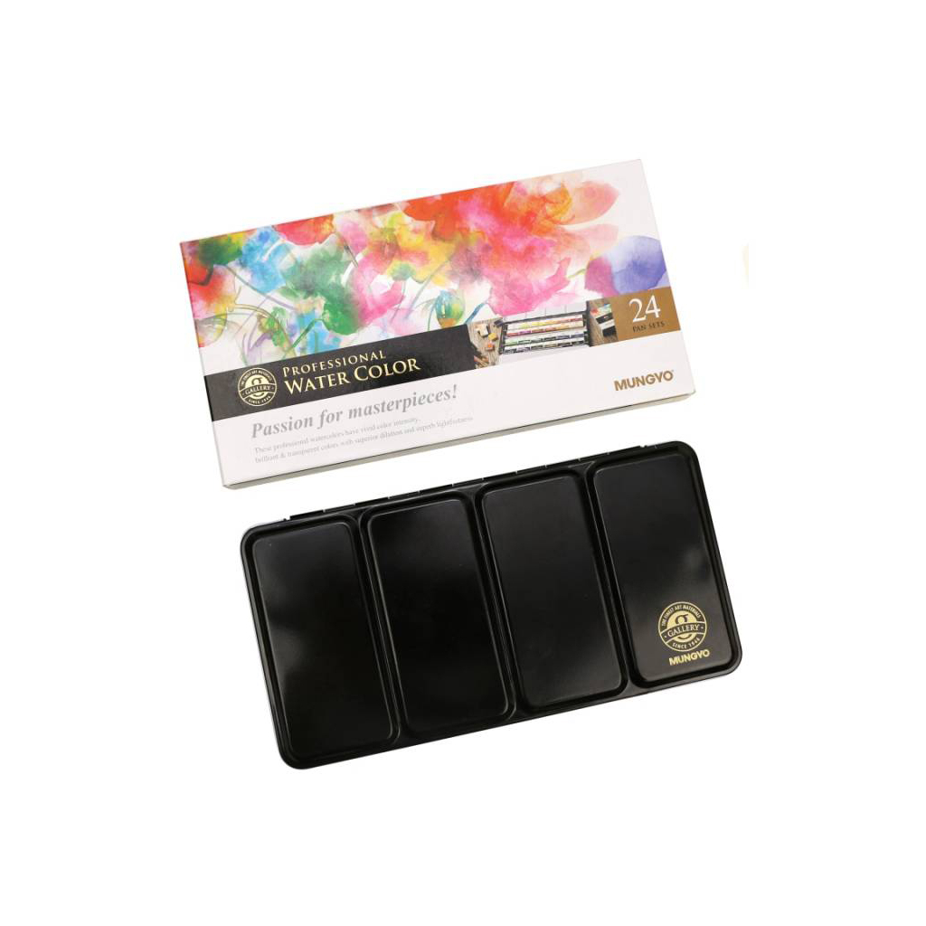 Акварельні фарби MUNGYO Gallery 24 кольори в кюветах металевий пенал (8804819139249) - зображення 2