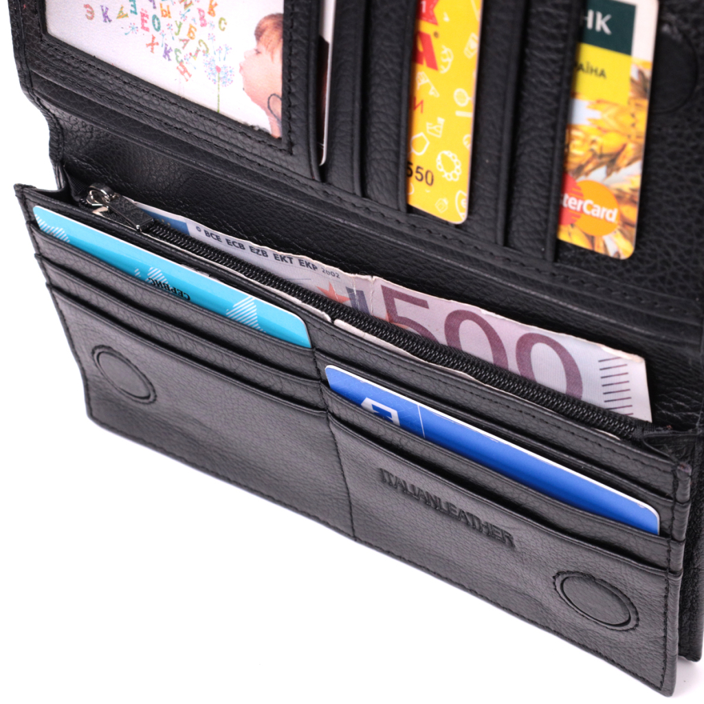 Гаманець ST Leather З натуральної шкіри Чорний (22540) - зображення 6