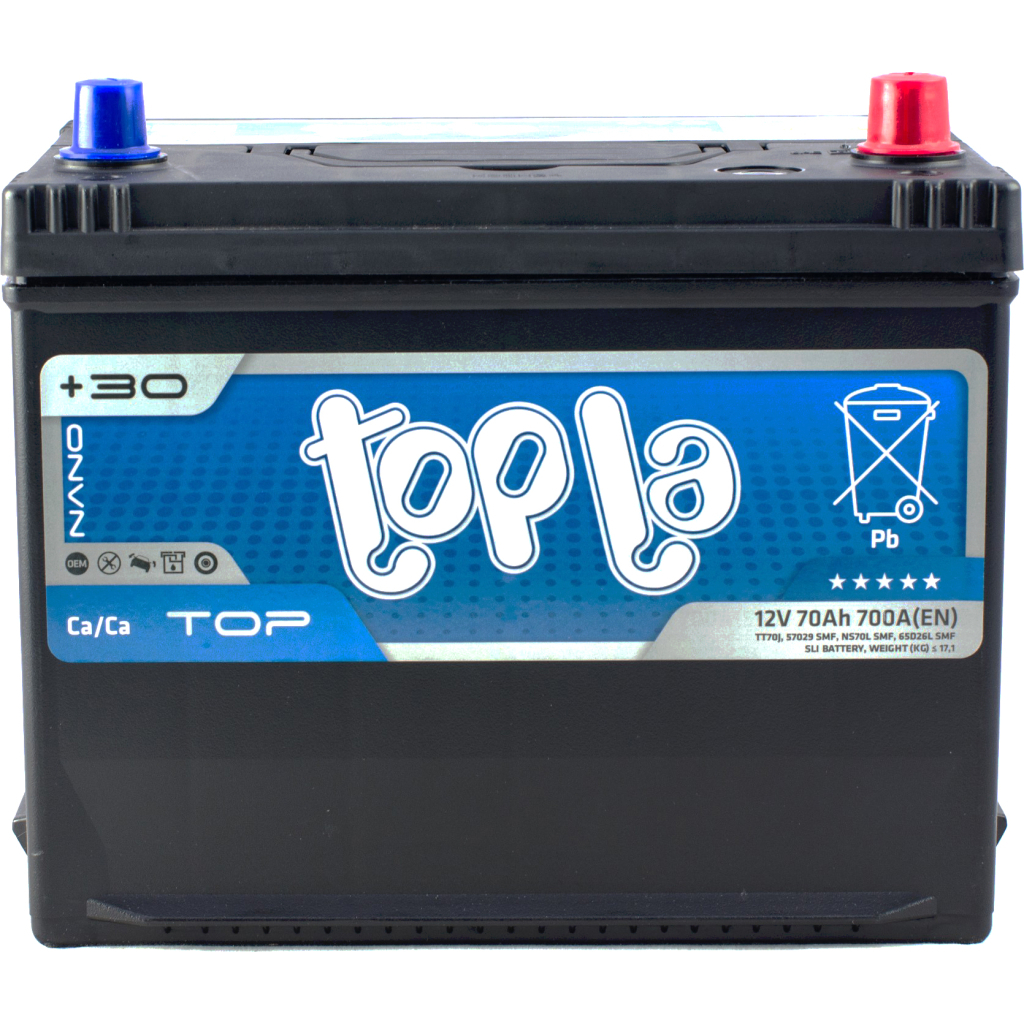 Акумулятор автомобільний Topla 70 Ah/12V Top/Energy Japan Euro (118 870) - зображення 1