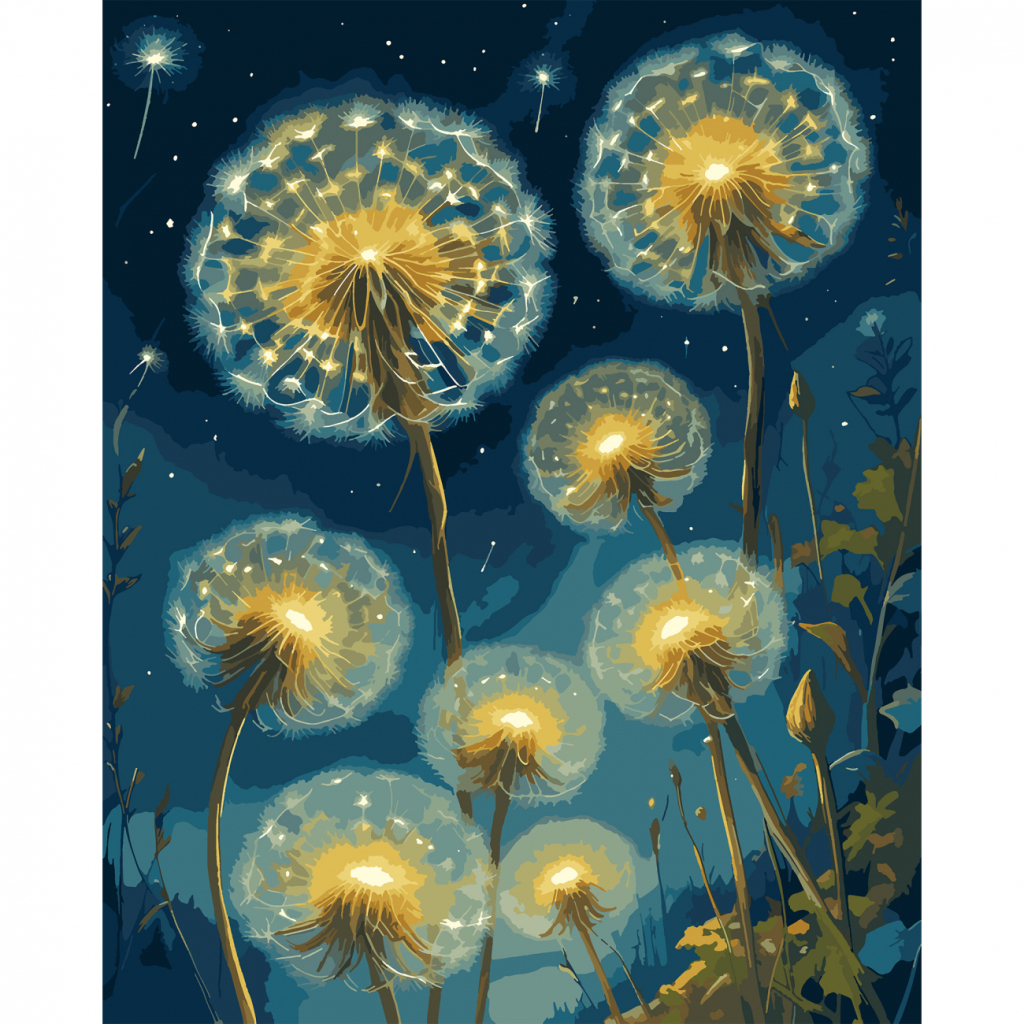 Картина по номерам Santi Сяючі кульбаби, 40*50см, LED підсвітка (955065) - зображення 1