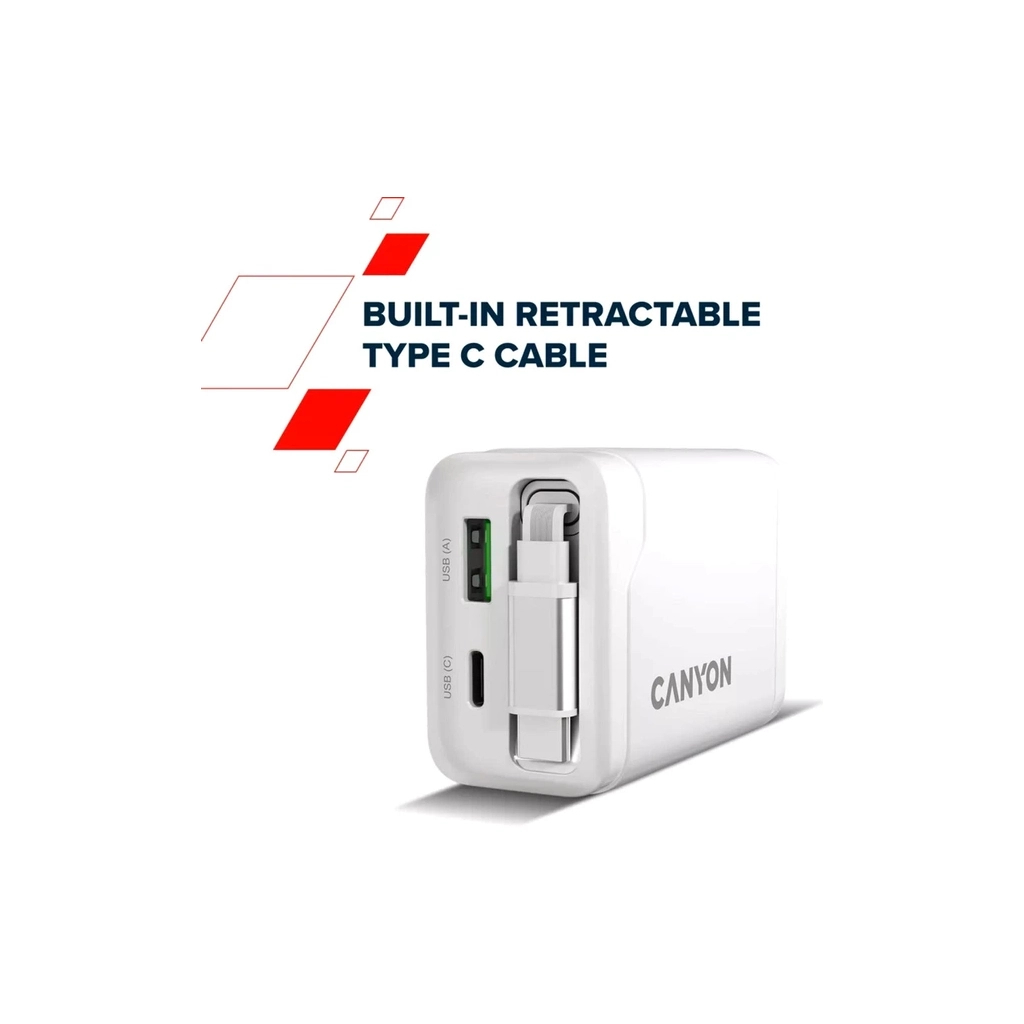 Зарядний пристрій Canyon 1xUSB-C PD65W + 1xUSB QC3.0 + cable USB-C to USB-C black (CNS-CURC65ACB) - изображение 11