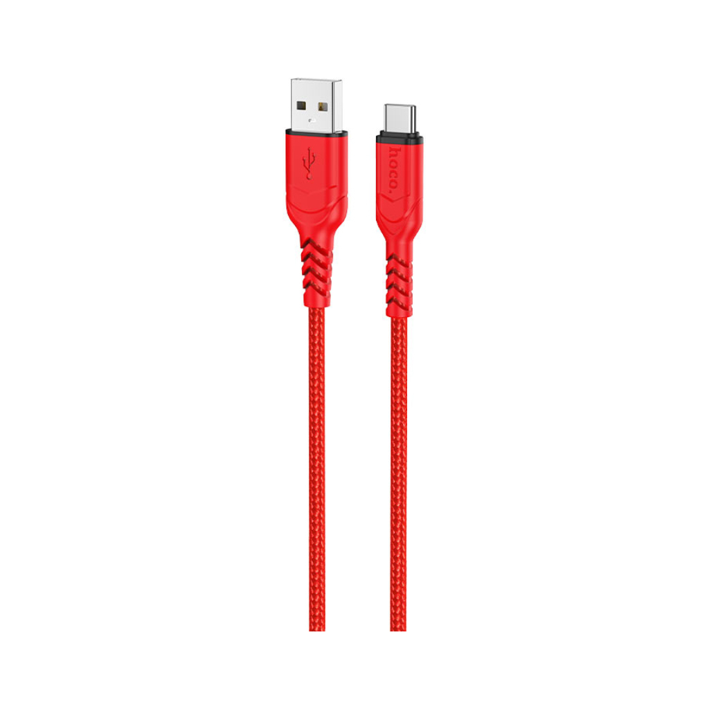 Дата кабель USB 2.0 AM to USB-C 1.0m 3A nylon X59 red HOCO (6931474744937) - зображення 1