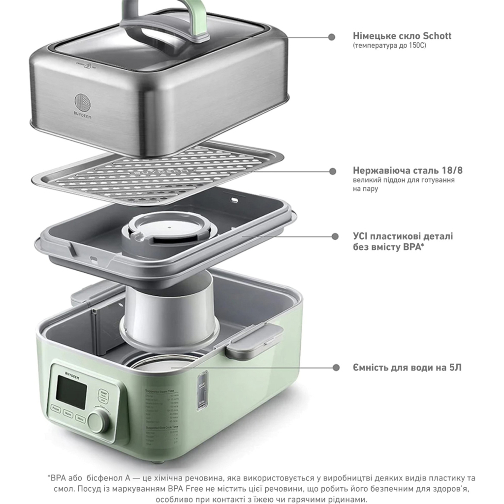Пароварка Buydeem G564 Cozy Greenish (G564-CG/EU) - зображення 6