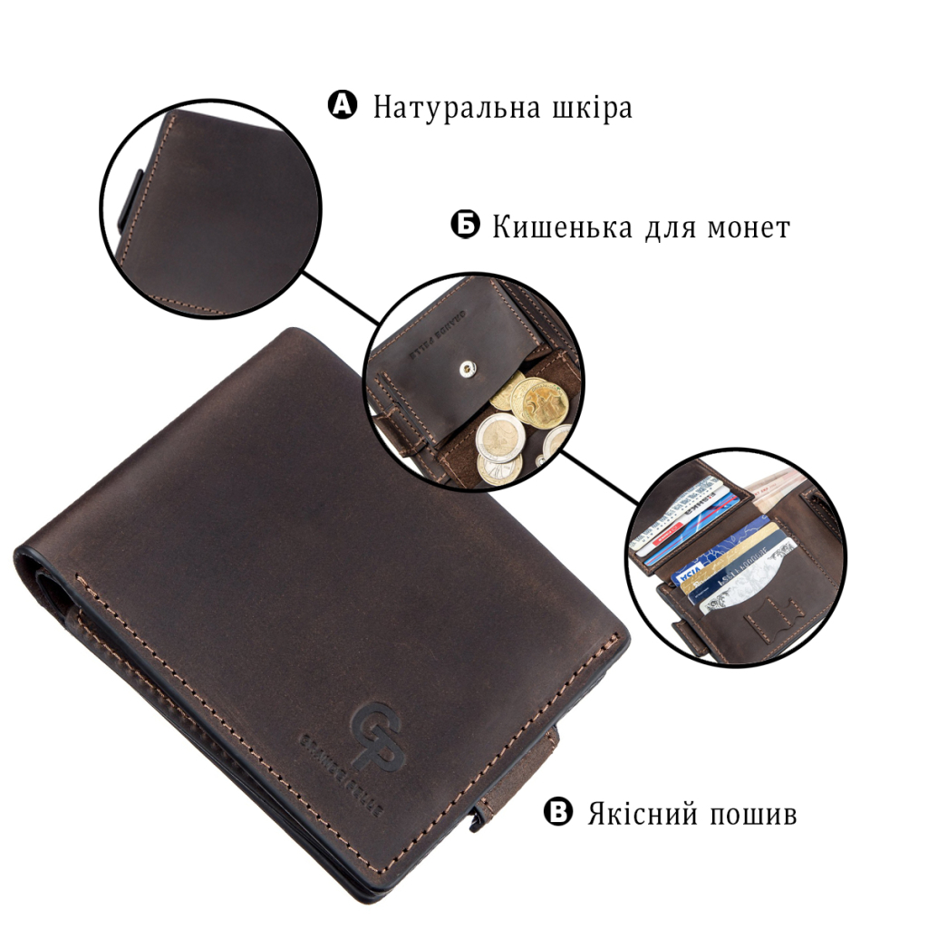 Портмоне Grande Pelle Унісекс Коричневе (11218) - зображення 4