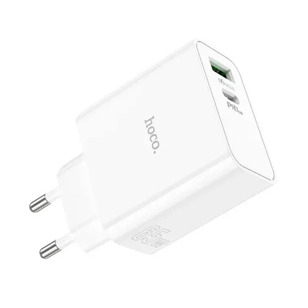 Зарядний пристрій HOCO C113A Awesome 1xUSB-C PD65W + 1xUSB QC3.0 White (6931474790910) - зображення 3