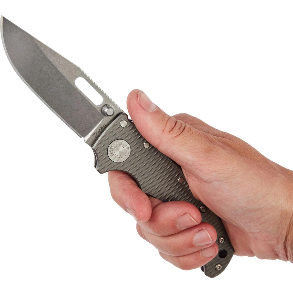 Ніж Demko AD20.5 Clip Point 20CV Milled Titanium (205-20CV-TI-TEX-CP) - зображення 5