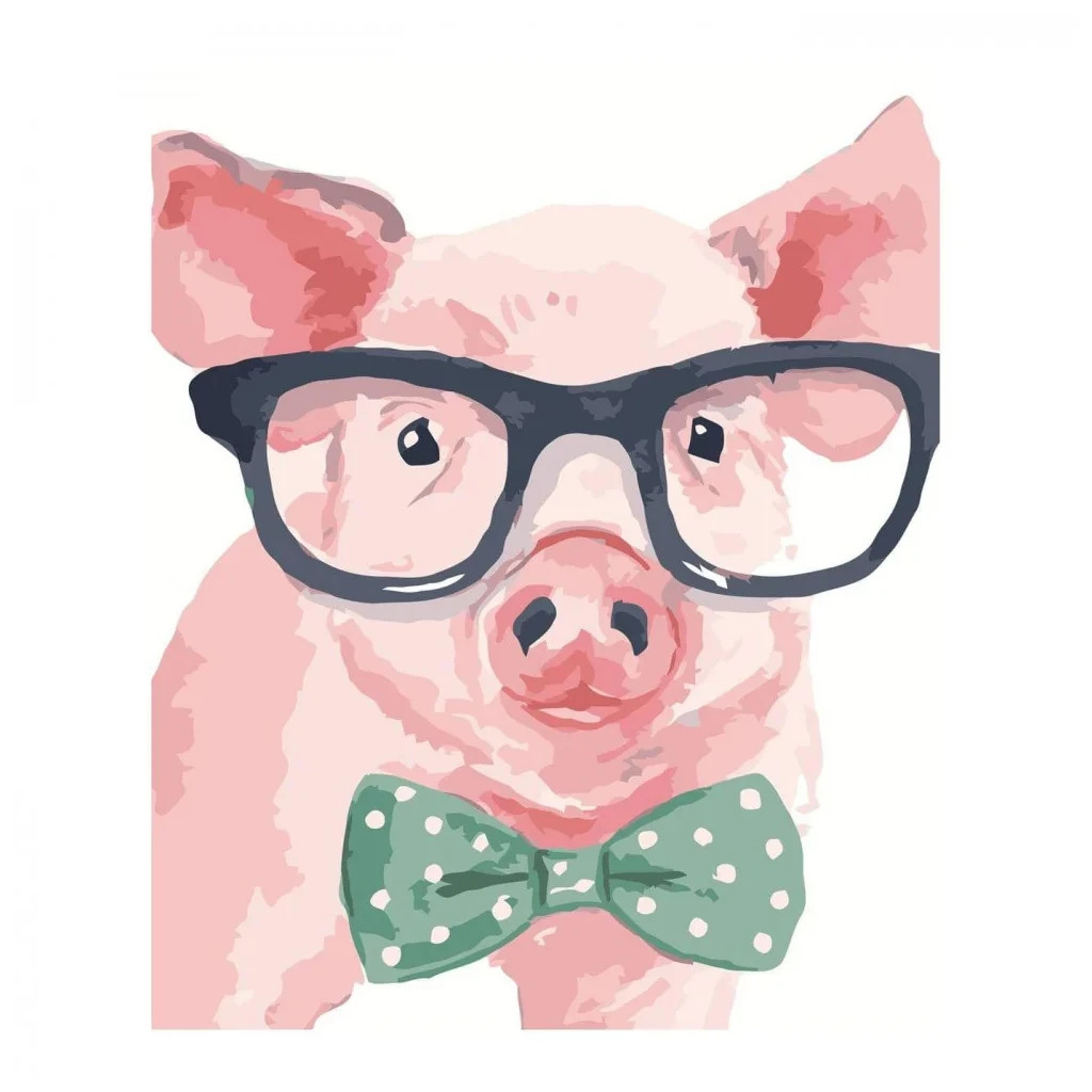 Картина по номерам Strateg Порося в окулярах 30х40 см (SV-0015) - зображення 1