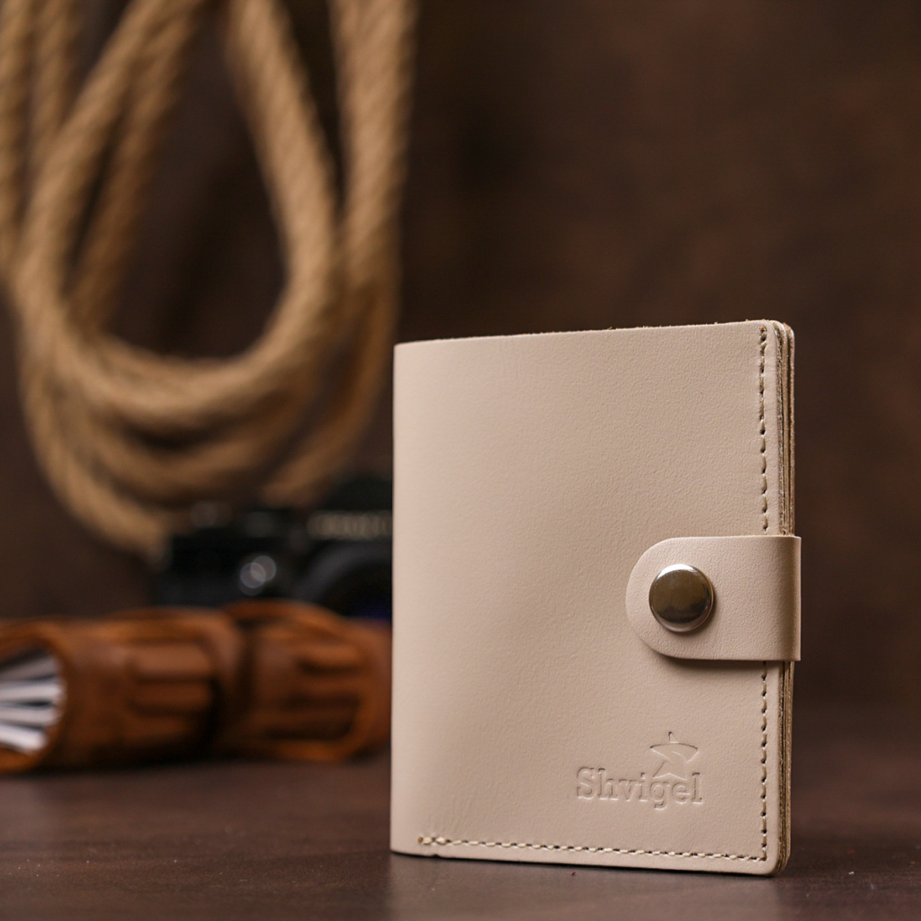 Портмоне Shvigel Шкіряне Бежеве (16489) - зображення 8