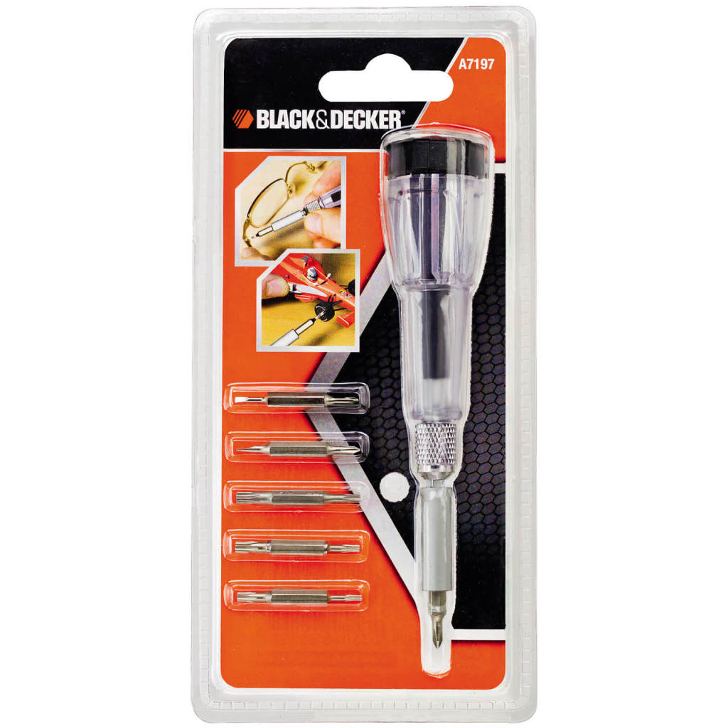 Викрутка Black&Decker з бітами PH000/SL1.5,PH00/SL2.0,PH0/SL2.5,T7,T15,T6, 7шт, АВС пластик (A7197) - зображення 4