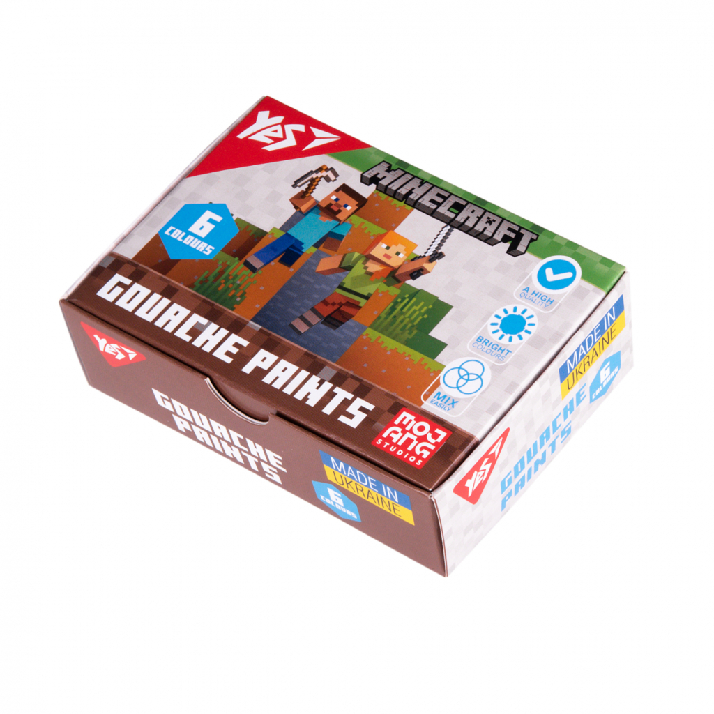 Гуашеві фарби Yes Minecraft 6 кольорів по 20 мл (230405) - изображение 1