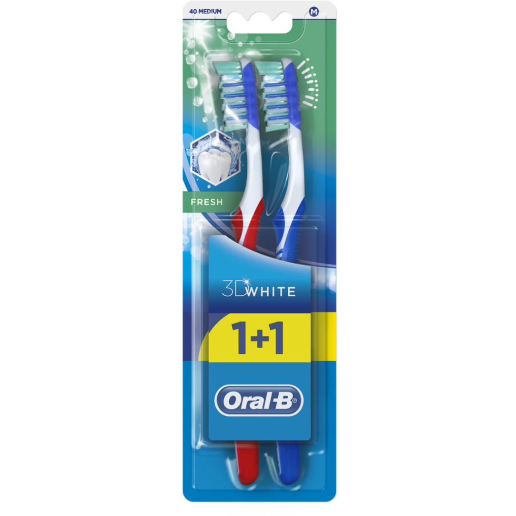 Зубна щітка Oral-B 3D White Fresh Medium 2 шт. (3014260111762) - зображення 2