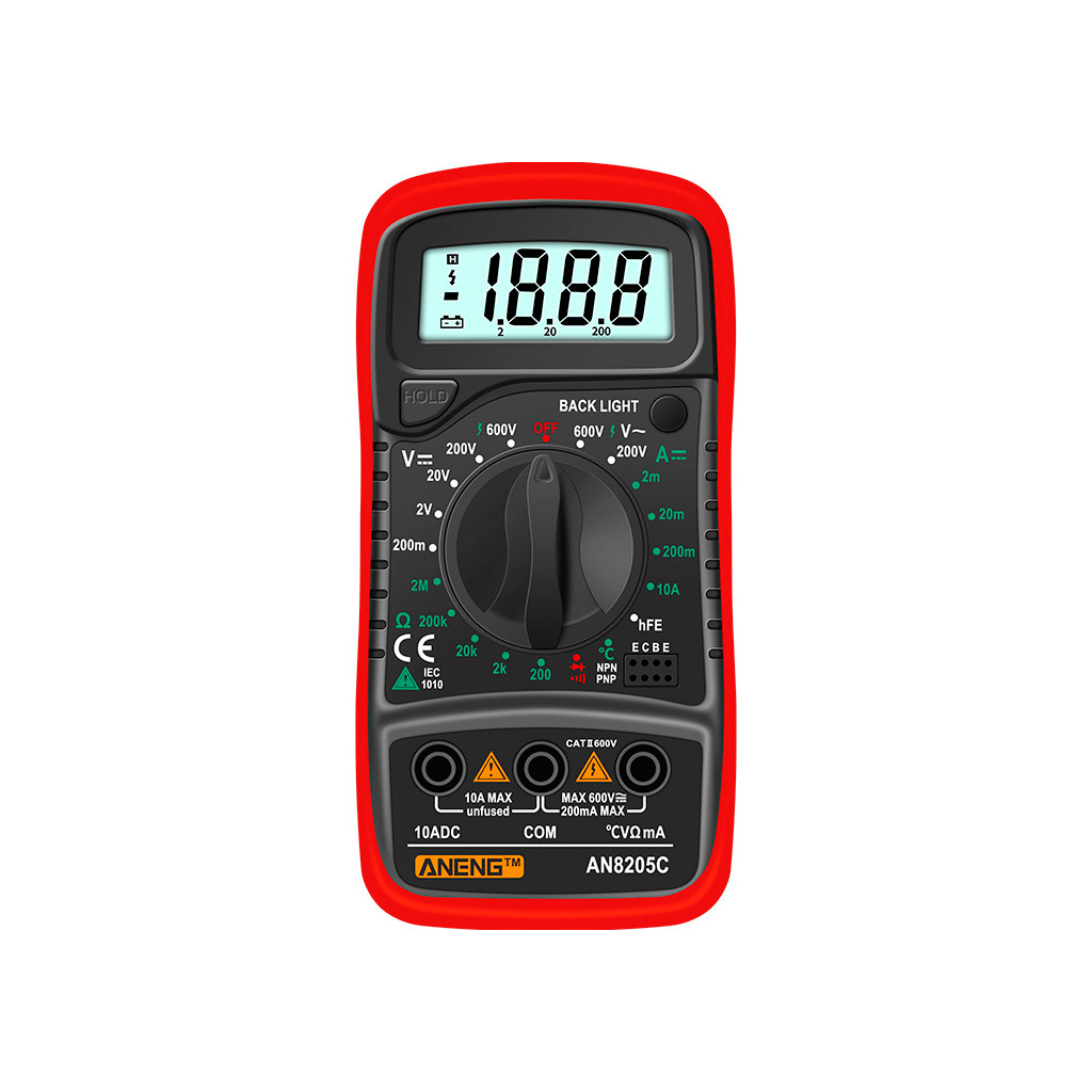Цифровий мультиметр ANENG AN8205C, V, A, R, T, функция hFE (AN8205C) - зображення 1
