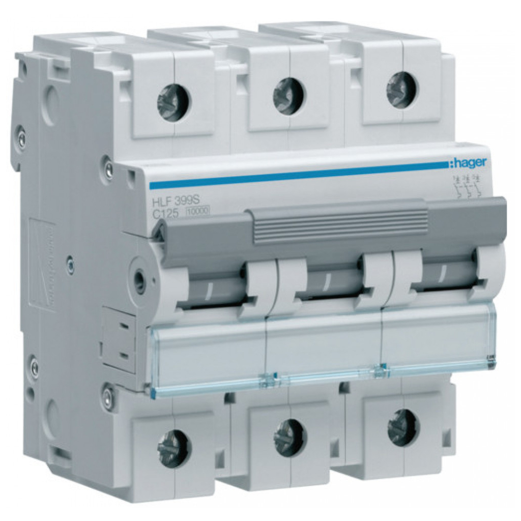 Автоматичний вимикач Hager 3-п. C 125А (10kA) (B) (HLF399S) - зображення 1