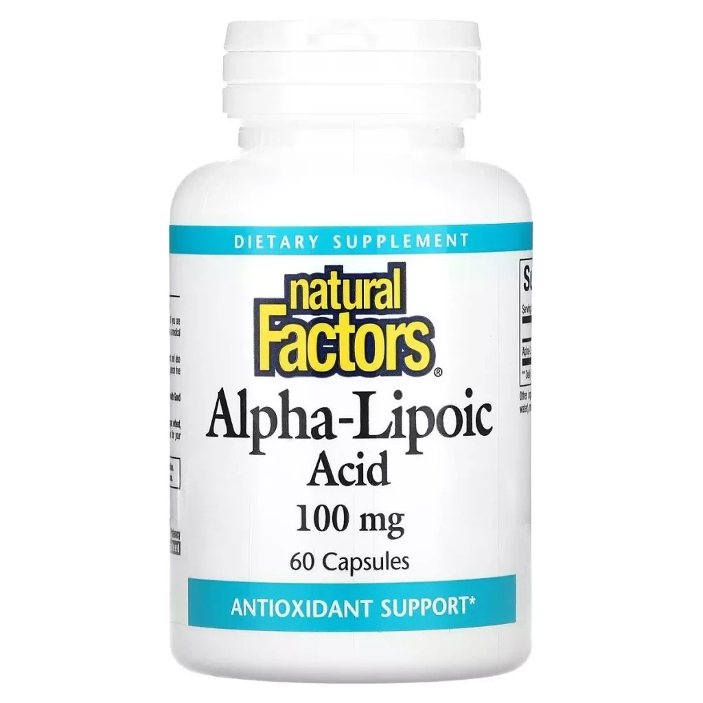 Вітамінно-мінеральний комплекс Natural Factors Альфа-ліпоєва кислота, 100 мг, Alpha-Lipoic Acid, 60 капсул (NFS-02095) - зображення 1
