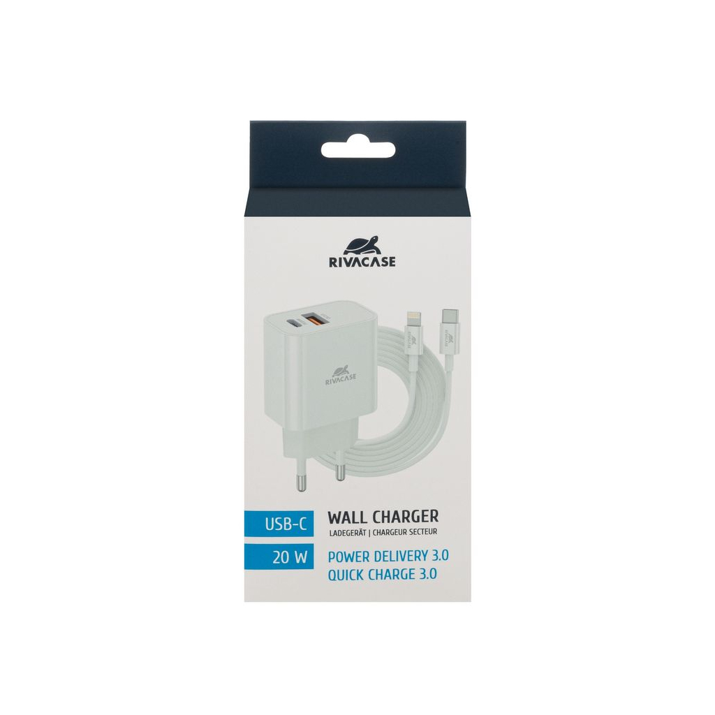 Зарядний пристрій RivaCase 2хUSB-А + Type-C PD 20W+QC3.0 кабель Type-C-Lighting white (PS4102 WD5 (White)) - зображення 3