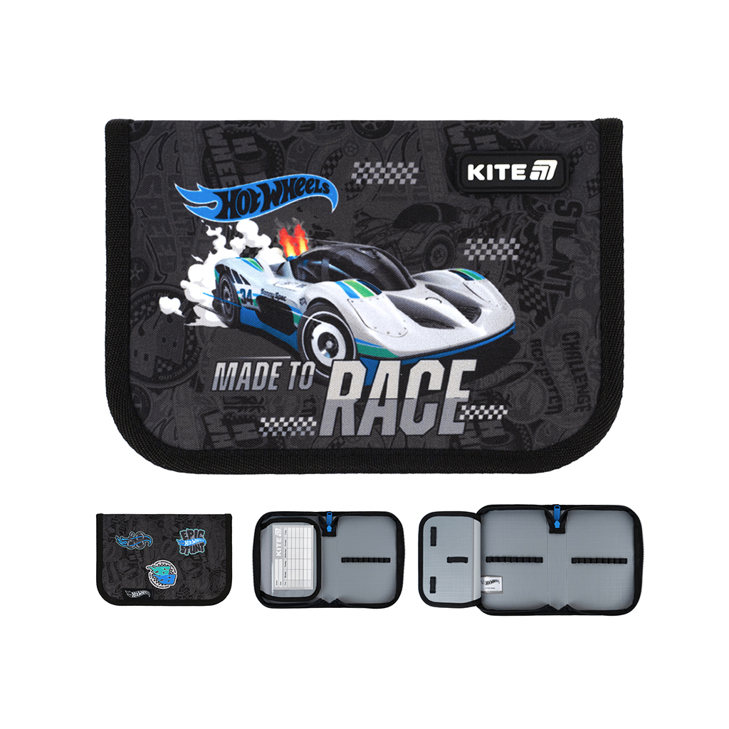 Пенал Kite 621 Hot Wheels, 1 відділення, 1 відворот (HW25-621) - изображение 1