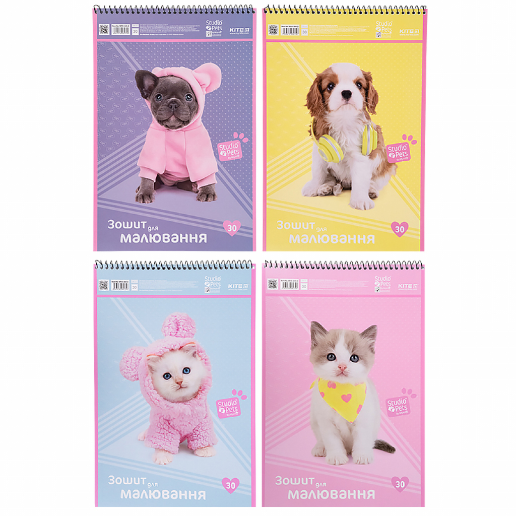 Альбом для малювання Kite Studio Pets спіраль 30 аркушів 4 дизайни (SP21-243-2) - зображення 1