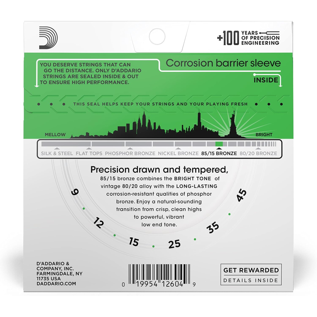 Струни для гітари D'Addario 85/15 Bronze Super Light (09-45) (EZ890) - зображення 3