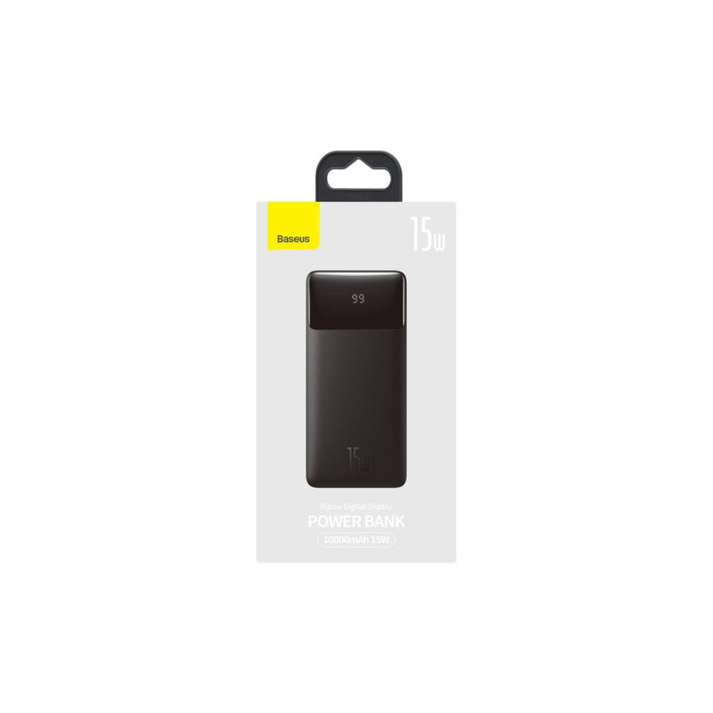 Батарея універсальна Baseus Bipow 10000mAh, 15W, MicroUSB, 2*USB, Type-C, black (PPBD050001) - зображення 5