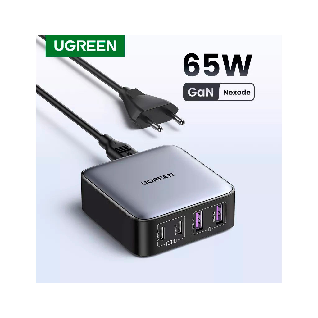 Зарядний пристрій Ugreen 4xUSB 65W (2хUSB-C+2xUSB-A) Gan CD327 (90747) - изображение 6