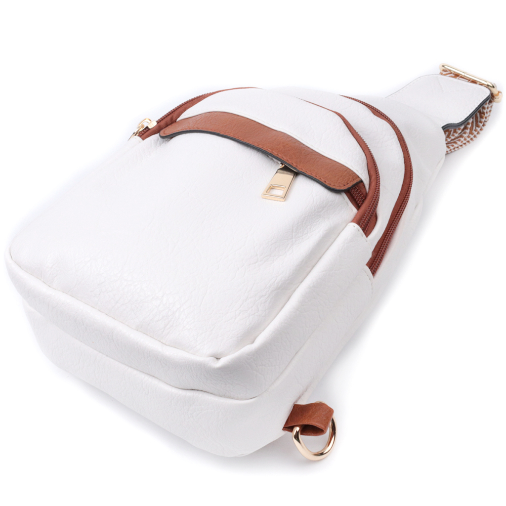 Сумка Vintage Жіноча через плече з отвором для навушників із екошкіри Біла (22785) - зображення 6