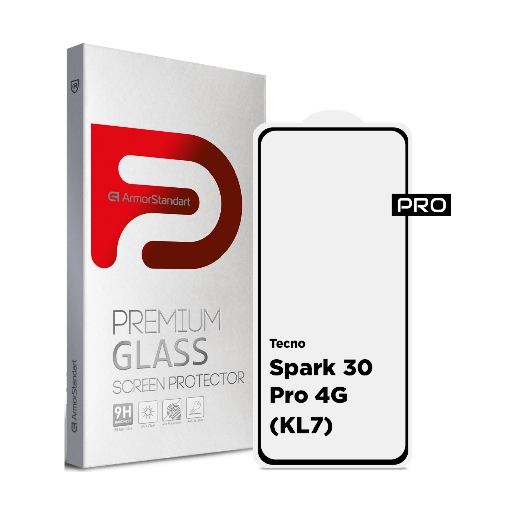 Скло захисне Armorstandart Pro Tecno Spark 30 Pro 4G (KL7) Black (ARM83308) - зображення 1