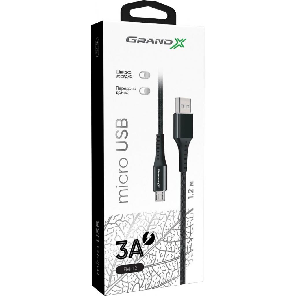 Дата кабель USB 2.0 AM to Micro 5P 1.2m Grand-X (FM-12B) - зображення 4
