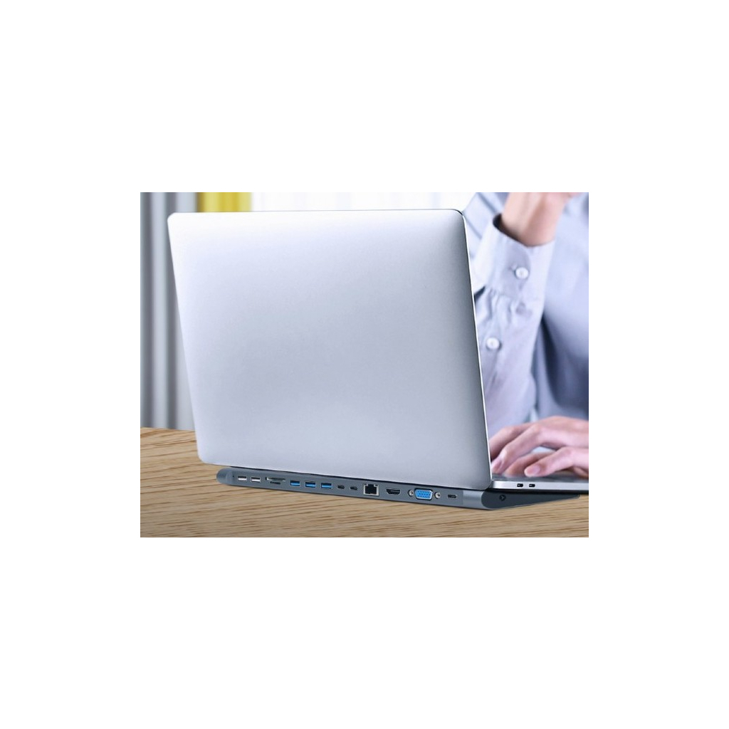 Концентратор Cablexpert USB-C 9-in-1 (Hub/HDMI/VGA/PD/card-reader/lan/audio) (A-CM-COMBO9-01) - зображення 4