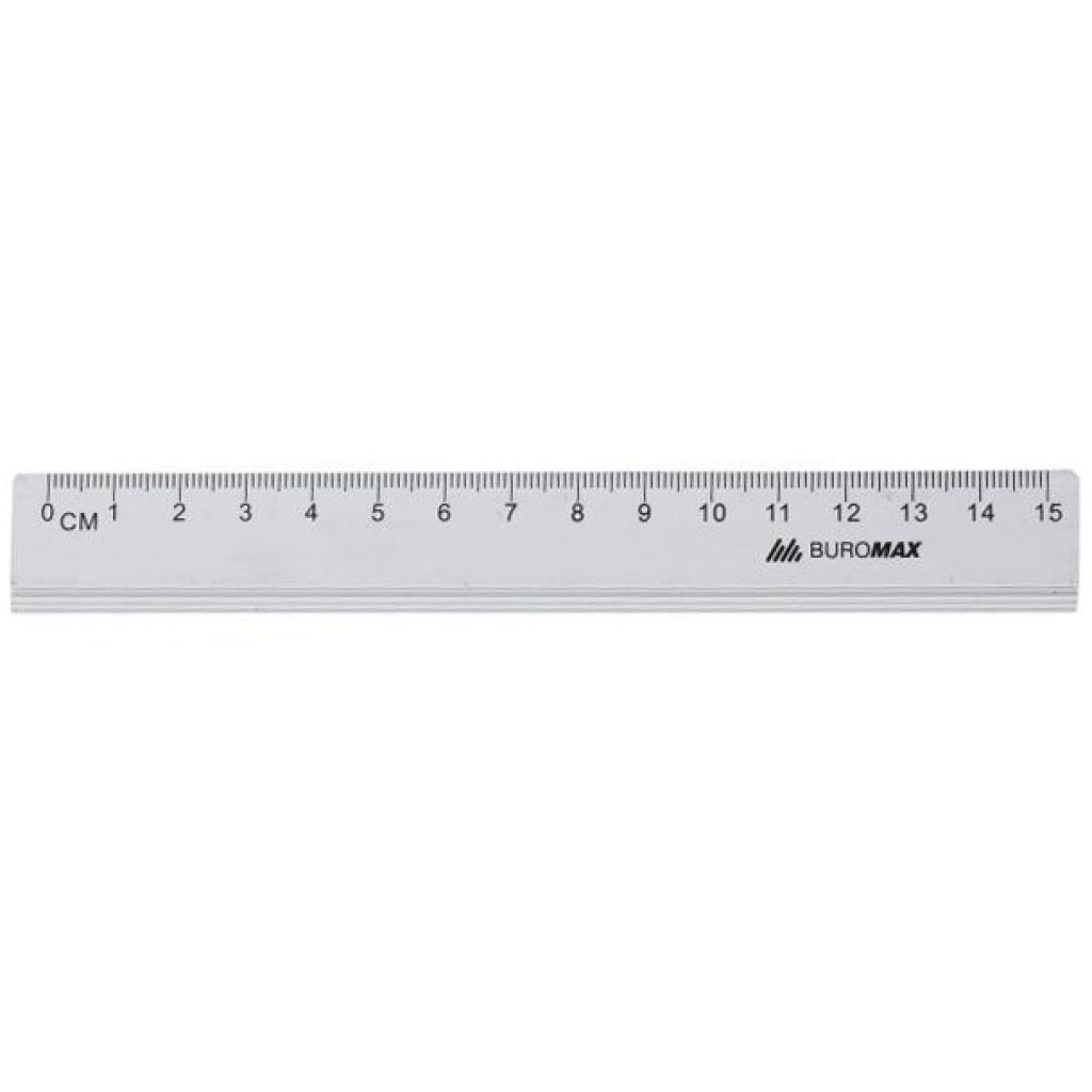 Лінійка Buromax 15см, aluminum, silver color (BM.5800-15) - зображення 1
