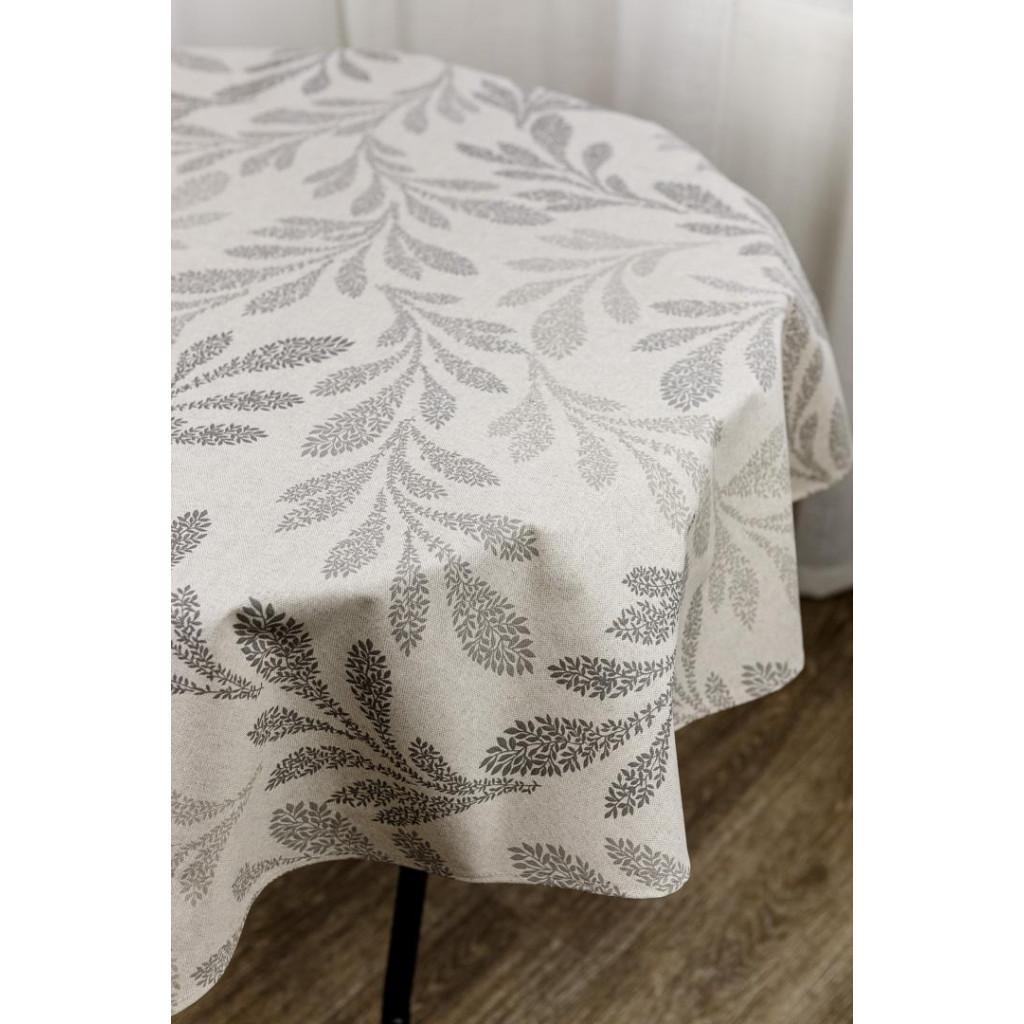 Скатертина Прованс непромокаюча Simfoni Сіре листя на натюрель D-136 см (033615) - зображення 2