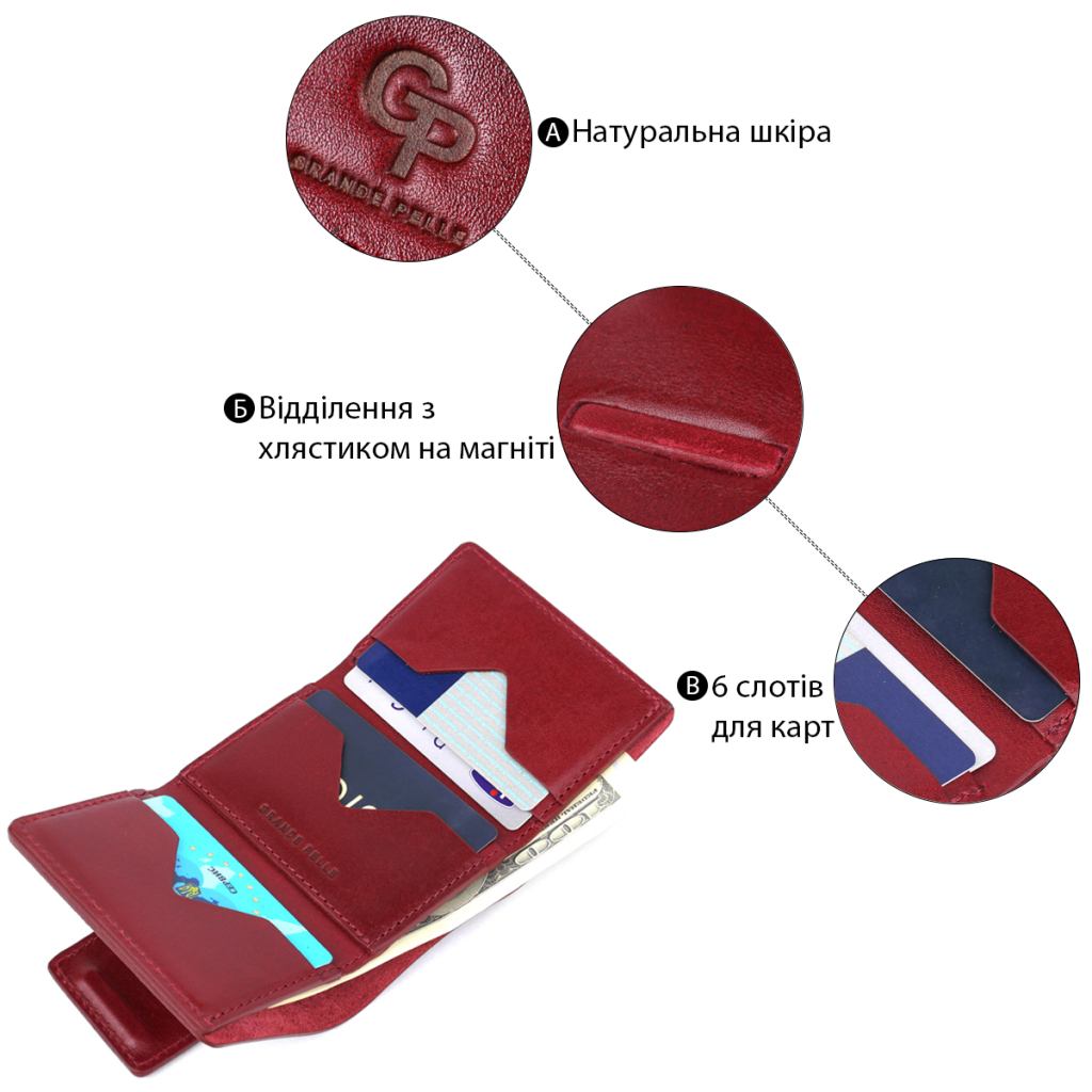 Портмоне Grande Pelle Бордове (11574) - зображення 4