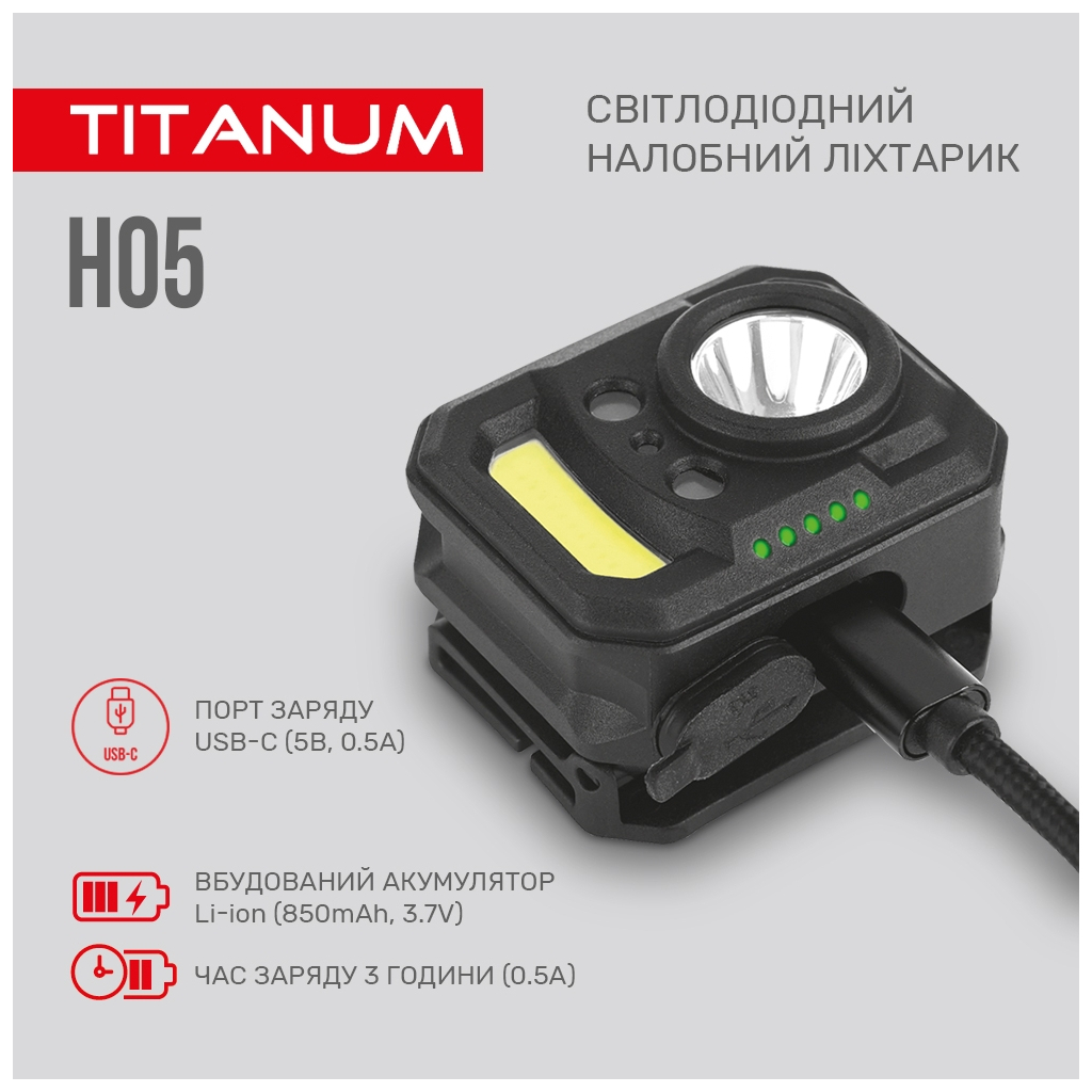 Ліхтар TITANUM 250Lm 6500K (TLF-H05) - зображення 8
