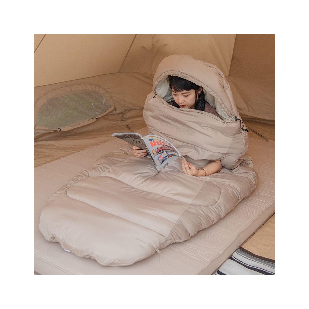 Спальний мішок Naturehike овальний PS200 NH20MSD03 правий, бежевий (6927595765456) - зображення 2