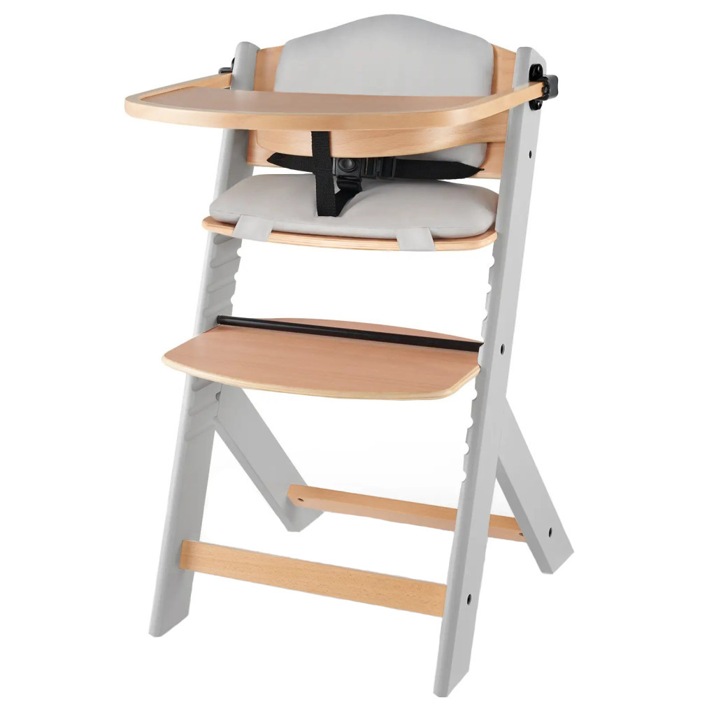 Стілець для годування Kinderkraft Enock Gray Wood з подушкою (5902533917259) - зображення 1
