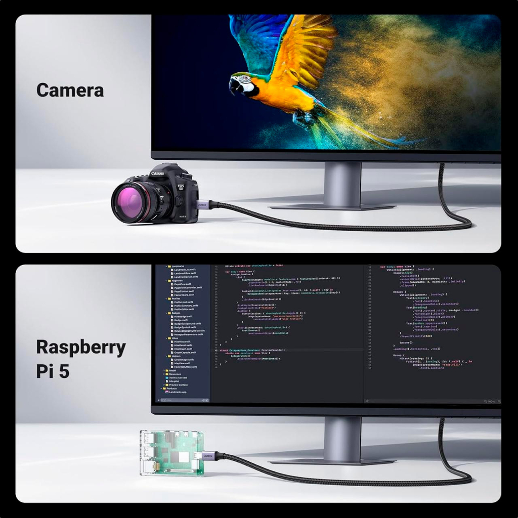 Кабель мультимедійний HDMI M to HDMI micro M 2.0m V2.1 8K60Hz HD164 black UGREEN (15517) - зображення 5