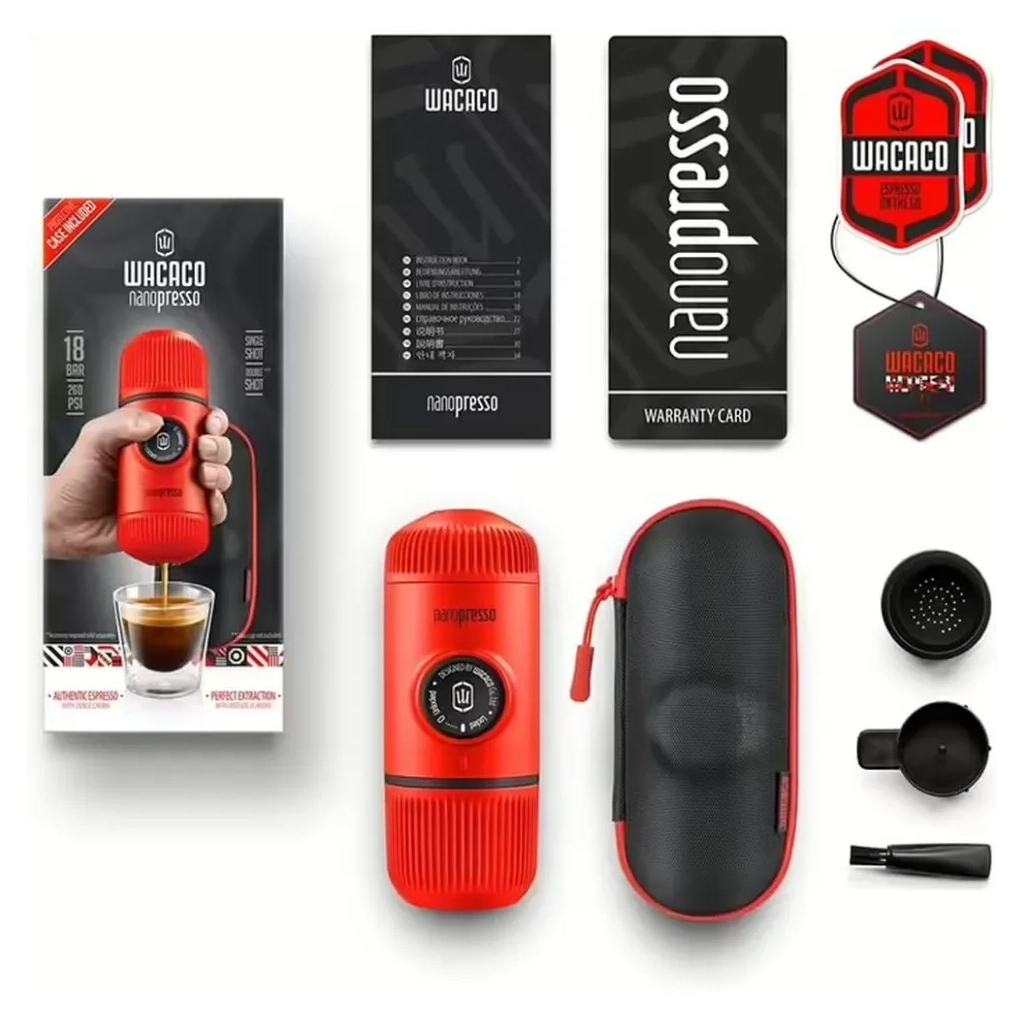 Кавоварка кемпінгова Wacaco Nanopresso з чохлом червона (WNANORED) - изображение 2