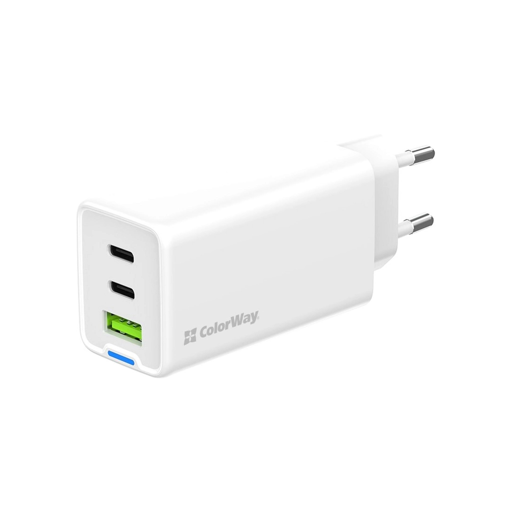 Зарядний пристрій ColorWay GaN Mini 65W PD Port PPS USB (USB-2C1A) white (CW-CHS058PD-WT) - зображення 1