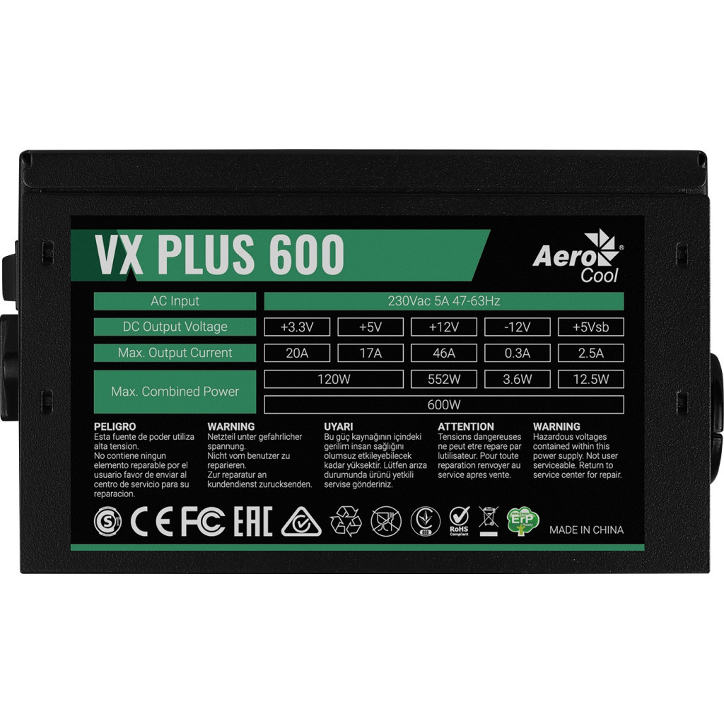 Блок живлення AeroCool 600W VX PLUS 600 (4713105962772) - зображення 3