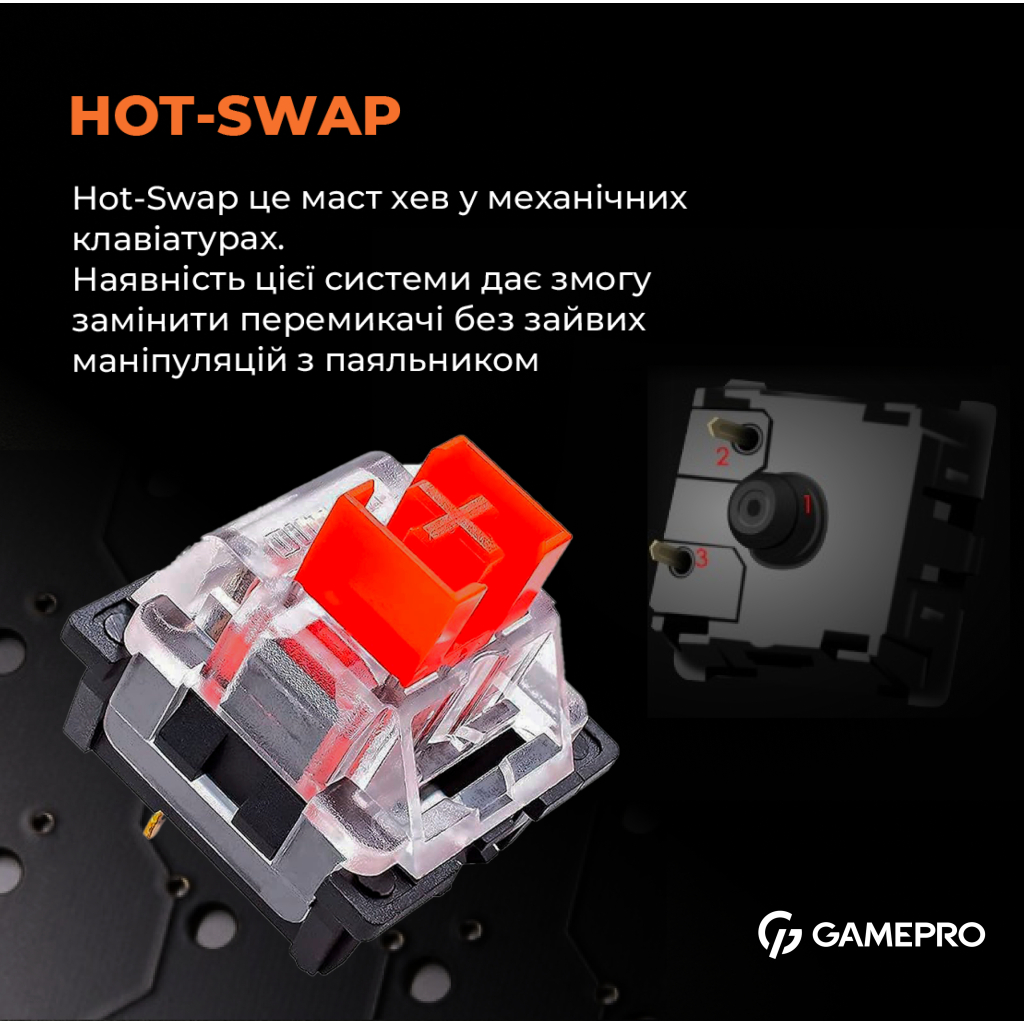 Клавіатура GamePro MK180B Hot-Swap Red Swich RGB USB UA Black (MK180B) - зображення 3