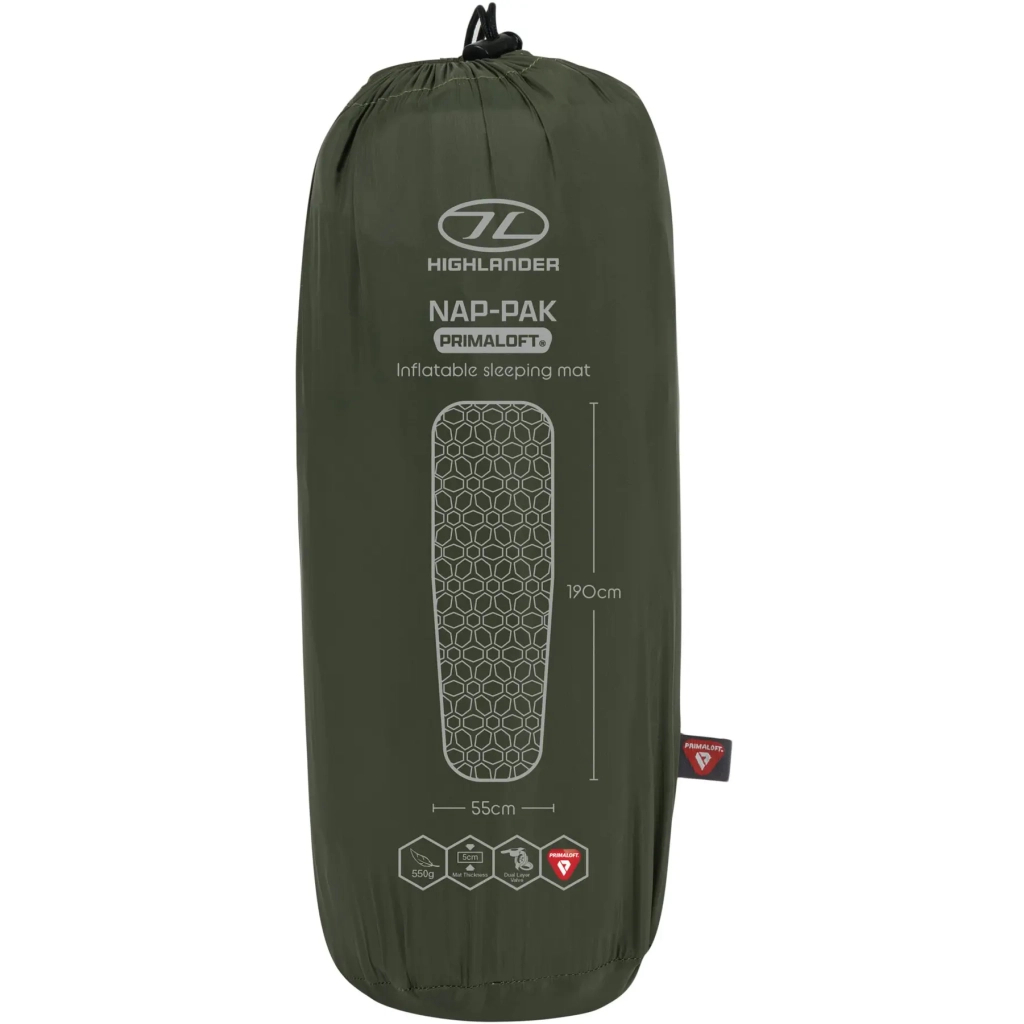 Туристичний килимок Highlander Nap-Pak Inflatable Sleeping Mat PrimaLoft 5 cm Olive (AIR072-OG) (930481) - изображение 7