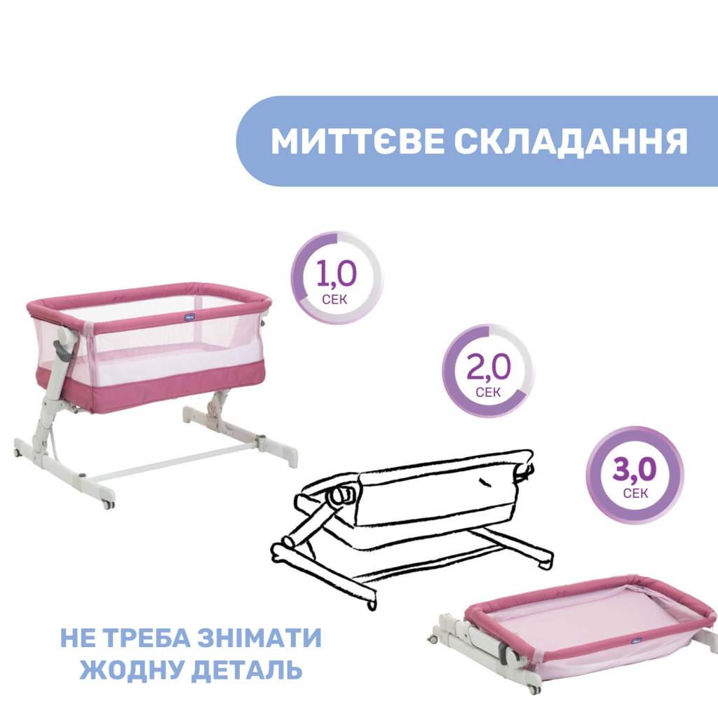 Ліжечко Chicco Next2Me Pop Up Рожеве (79299.20) - зображення 3