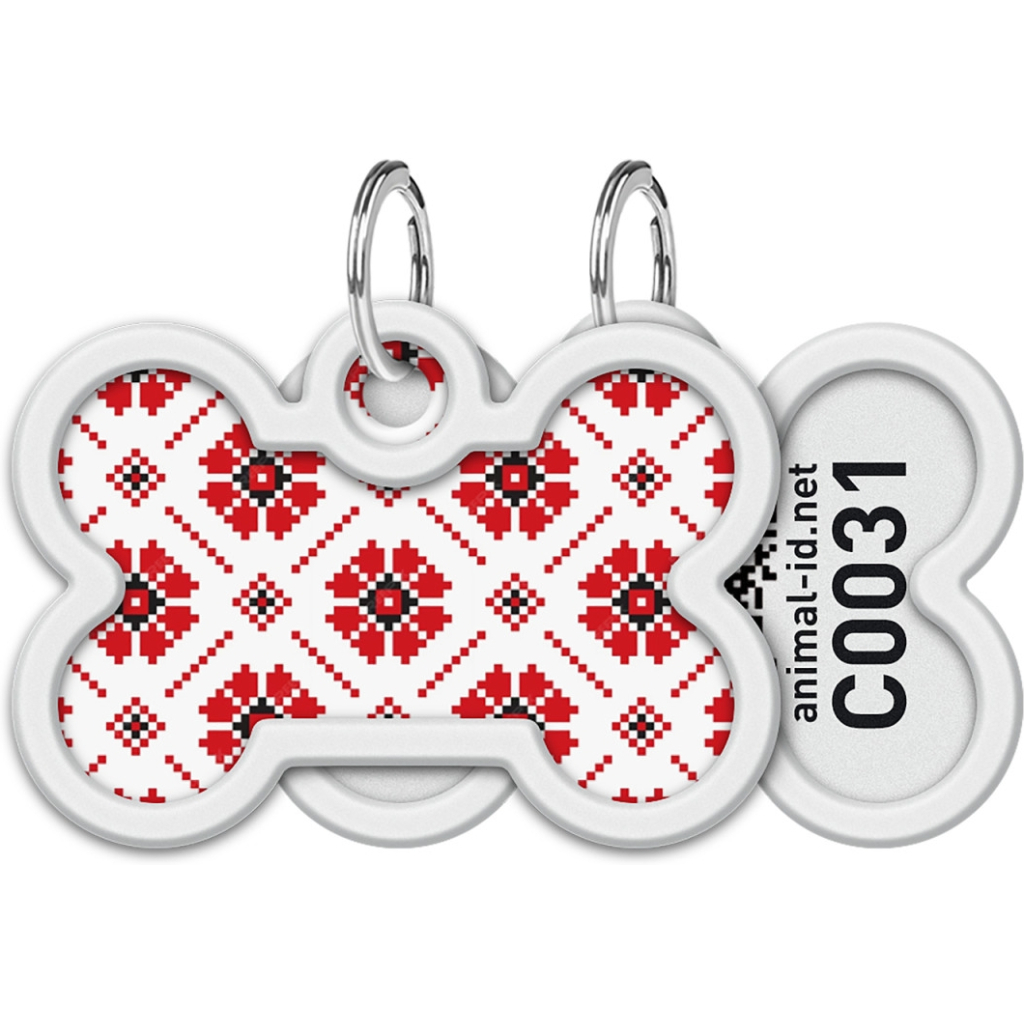 Адресник для тварин WAUDOG Smart ID з QR паспортом "Вишиванка", кістка 40х28 мм (231-4033) - изображение 1