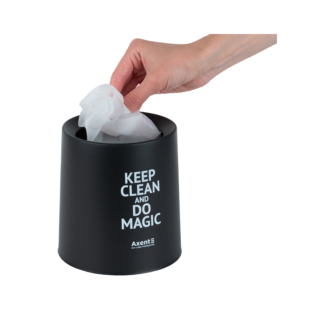 Кошик для паперів Axent Настільний контейнер для сміття, круглий, чорний (2131-01-A) - зображення 4